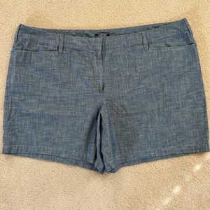 Chambray mid rise shorts. women’s size 26. Lands End.